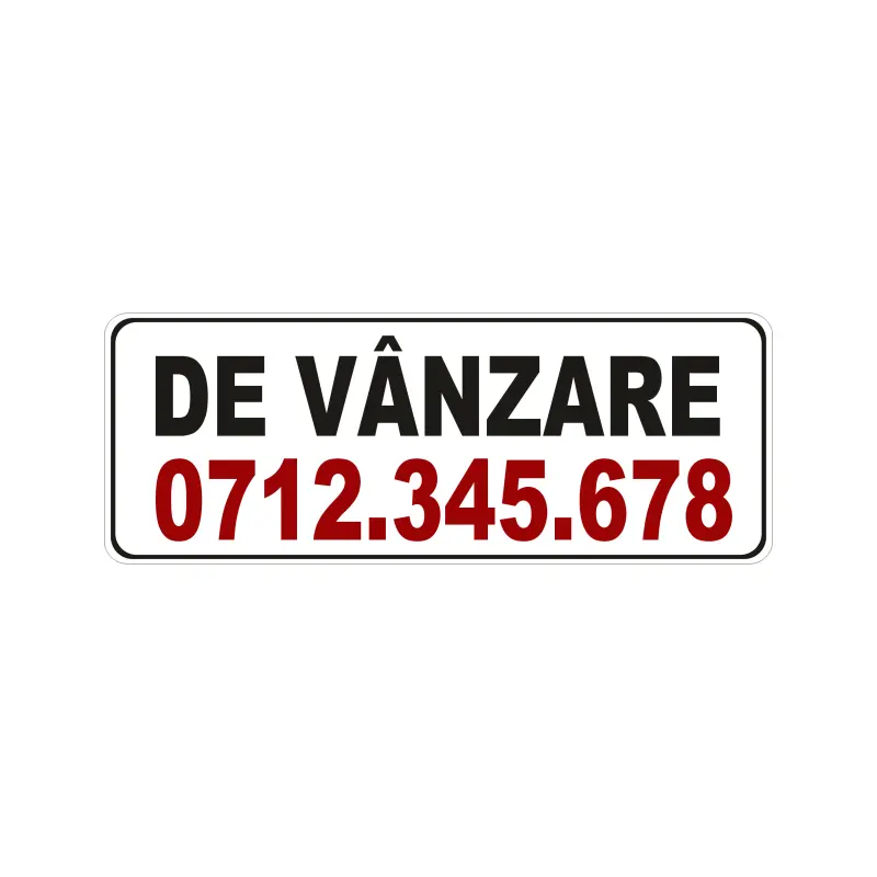 De vanzare, autocolant, dimensiune 300x200mm, model 078